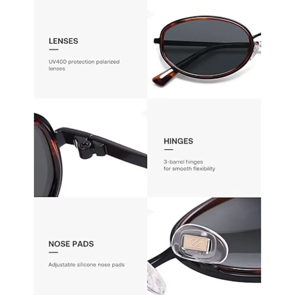 Trendy Oval Round Polarized Sunglasses for Men and Women Retro SJ1248